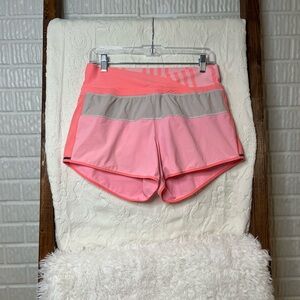 Lululemon Speed Up Shorts Women’s 6 Pink Grey Striped Waist Athletic Running Gym
